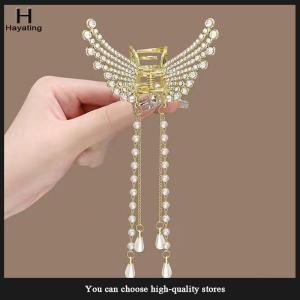 Hayating Exquisite Rhinestone Butterfly Fringe Hair Claw Clips Korean New Ponytail Braid Hairpin Girl Crab Metal Headdress Gift