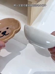 Ceramic Nail Art Mixing Palette Brush Wash Cup Cute Cartoon Bear Puppy Gel Mixing Dish Nail Brush Cleaning Cup Nail Charm Storage Tray Ceramic Nail Tools Manicure DIY Salon  Aksesori Kuku Seramik Palet Campuran Gel Cawan Cuci Berus Bekas Hiasan Kuku Alat