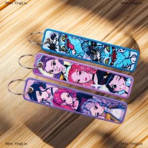 [COD] Man YingLie Demon Cosplay Mira Rumi Zoey Embroidery Keychain Double Sided Pattern Backpack Pendant Key Tag Chain Key Ring Gift