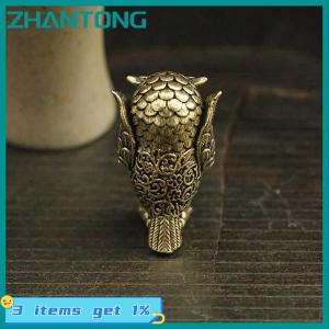 ZHANTONG 1Pcs Retro Copper Animal Tea Pet Desktop Ornament Antique Solid Brass Owl Miniature Figurines Home Decor Crafts