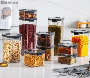 [BaHouse] 6-pc Set Stackable Sealed Food Container Storage BPA-Free Food and Kitchen Organizer