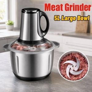 Wonderful Days Electric Meat Grinder 5L Stainless Steel Food Processor Meat Chopper Blender 3 Speed 4 Blade