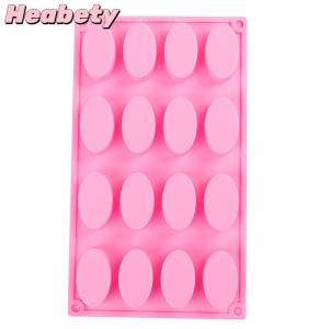 Heabety 16 Cavity Oval Shape Soap Bake Mold Silicone Mould Tray Homemade Craft