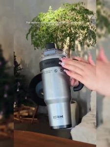 2026 1200ML Extra Large Ceramic Tumbler Drinkware Stainless Steel Water Bottle Insulated Vacuum Flask Straw & Handle Leakproof