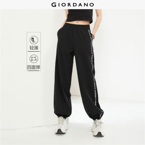 GIORDANO Nữ Quần Jogger Co Giãn 4 Chiều In Chữ Quần Jogger Nhẹ Co Giãn Túi Thời Trang Quần Jogger Free Shipping 13414322