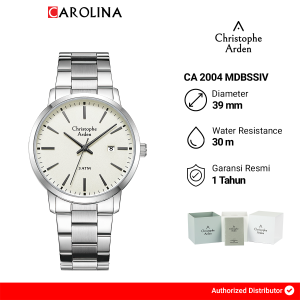 Jam Tangan Pria Christophe Arden CA 2004 MDBSSIV Ivory Dial Silver Stainless Steel Strap