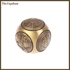 [The Fayshow] Six-faced Four Blessing Luck Money Fidget Spinner Brass Stress Cube Decompression Ball Fidget Toys Crafts