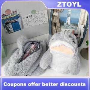【ZTOYL】 Cute Plush Shark Pencil Case Student Stationery School Supplies Kawaii Doll Back To School Storage Bag Pen Bag Stationery