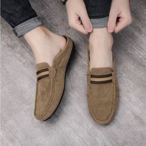 Mens Casual Leather Shoes Fashion Slip On Lazy Doudou Shoes Black Business School Formal Loafer Shoes For Men