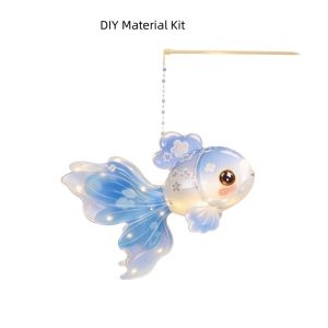 GFNIE4 Fish Shape New Year Lantern Handmade Cartoon Luminous Lantern Blessing Material Packages Portable Lantern Mid-Autumn Festival