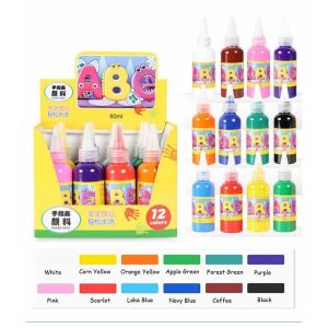 สีน้ำเข้มข้น 12 สี ปลอดสารพิษ สีโปสเตอร์ สีน้ำสำหรับเด็ก/เสริมพัฒนาการเด็ก ของเล่น toys/Finger paint