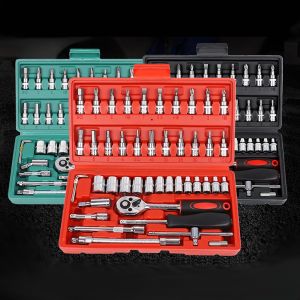 Bộ Dụng Cụ Mở Bu Lông Ốc Vít Sửa Chữa Ô Tô Xe Máy Đa Năng (46 chi tiết mạ Chrome chuẩn 1.4 inch)