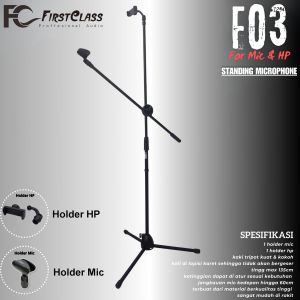 Stand Mic Firstclass Holder Hp & Microphone