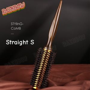 Bristle Curling Brush Blow Drying Wooden Handle Thermal Aluminum Barrel Roller Comb Salon Style Tool