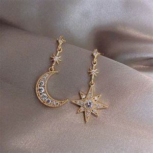 Anting Hijab Wanita Korea Bintang Bulan Sabit Tusuk Giwang Jilbab Stud Earrings Fashion HS E04