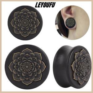 LEYOUFU Flower Wood Ear Plugs Flesh Tunnels Gauges Organic Double Flared Saddle