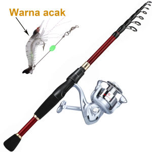 Sougayilang Teleskopis Memancing Berputar Combo Portabel Ultralight 1.8-2.4 m Rod dan 6BB 5.2: 1 Kecepatan Tinggi Rasio Gear Fishing Reel pancingan set.