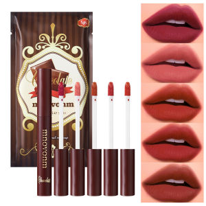 5pcs Chocolate Matte Lip Glaze Set Lip Gloss Set Matte Velvet Lipstick Set Waterproof Long Lasting Lip Makeup