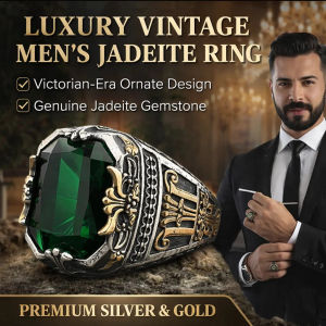 Mens Luxury Vintage Jade Ring Retro Statement Jewelry Wedding Party Accessories Premium Handmade Mens Ring for Special Occasions Masculine Gift Idea