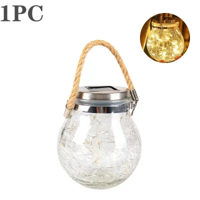 Lampu Solar Gantung LED Kaca Retak / Solar Hanging Light for Garden – Waterproof & Energy Saving