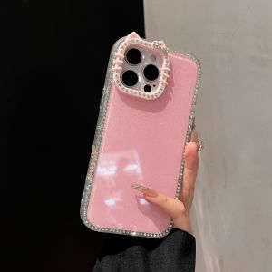 Cute Cat Ear Bling Diamond Case for iPhone 14 15 16 17 Pro Max Air 13 12 11 Glitter Shockproof Soft Cover for iPhone 16 15 Plus