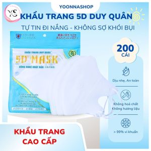 COMBO 200 Khẩu Trang 5D Mask DUY QUÂN Cao Cấp Chống Tia UV Khẩu Trang Y Tế 3 Lớp Kháng Khuẩn 5D (DUY QUÂN)