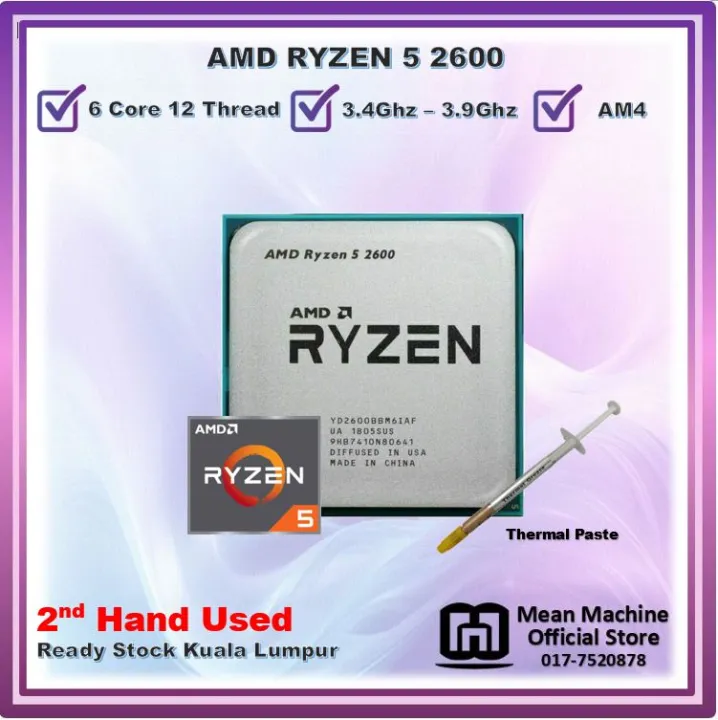 AMD RYZEN 5 2600 6 Core AM4 Gaming Processor - Free Thermalpaste