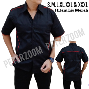 Baju Kemeja Seragam Kerja Wearpak pdl Hitam Lis Kecil ada kantong Bahan Drill