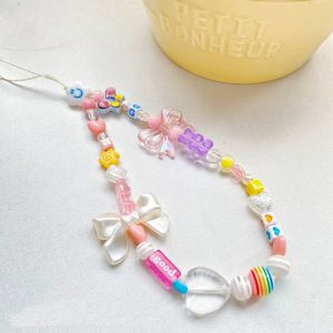 YBD พร้อมสต็อกลูกอมสีโทรศัพท์แหวนโทรศัพท์มือถืออุปกรณ์เสริมโทรศัพท์มือถือสั้นแหวนโทรศัพท์กรณีโบว์สร้อยข้อมือ