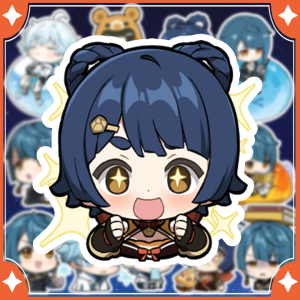 [Genshin Impact] Sticker Xiangling Xingqiu Chongyun - Hình dán chibi bộ tam Liyue ( set 14 hình )