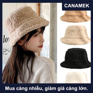 【CANAMEK】 Cừu Faux Fur Xô Hat Mùa Đông Ấm Teddy Nhung Mũ Mũ Cho Phụ Nữ Phụ Nữ Ngoài Trời Panama Ngư Dân Hat