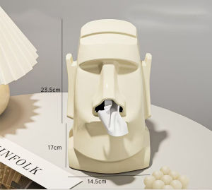 กล่องทิชชู่ กล่องทิชชู่รูปรูปปั้นโมอาย ของตกแต่งบ้าน สามารถใส่หูฟังได้