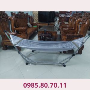 Nguyên bộ khung võng  kiểu thuyền rồng  (sơn trắng) Tặng kèm lưới võng) - Thép  ống dày 1.2mm  sơn tĩnh điện. Bảo hành 2 năm