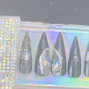 { Hộp móng đính đá } Hộp đựng móng úp sang chảnh lấp lánh đính đá