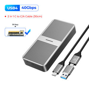 Vỏ bọc SSD ORICO M.2 NVMe 40Gbps USB C 4 3.2 Gen2 Thunderbolt 3 vỏ bên ngoài NVMe không cần dụng cụ tương thích Hỗ trợ kích thước phím m và B & M 2230 2242 2260 2280 SSD