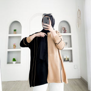 MIKAYLA TOP KNIT - FLOTTILICIOUS / blouse jumbo / oversize / big size / atasan knit rajut / korean style / fashion outfit / ootd hijab / Baju murah jumbo