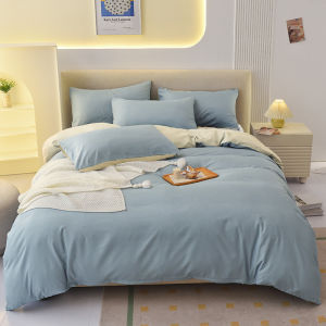 Solid Color Brushed Cotton Four-Piece Set Simple Style Bed Sheet Duvet Cover Washable Quilt Cover Student Dormitory Autumn Winter Bedding [ Free Shipping ]