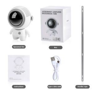 【รับประกันของแท้ 100%】พัดลมห้อยคอ ​นักบินอวกาศขนาดเล็กพัดลมพก ปรับได้ 3 เกียร์ พัดลมชาจเก็บไฟ USB พัดลมพกพา เสียงรบกวนต่ำ พัดลมมินิ