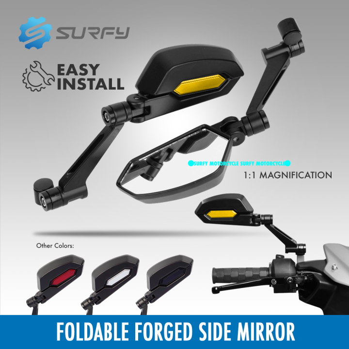 Foldable Side Mirror Metal Clear Lens LTO Passed Universal