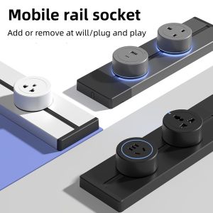 Yo-Fun Track Socket Wall-Mounted Plug Socket Switch 13A/USB/Universal Power Adapter Socket black/gray for Wall/dining Table/desk