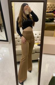 [VM] - Celana Cutbray List Jahit / Celana Highwaist Scuba Polos Fashion Wanita  516# Louisecollectionn