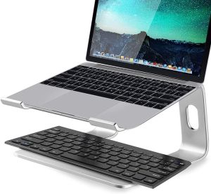 Local Seller Laptop Stand Aluminum Computer Riser Ergonomic Laptops Elevator for Desk Metal Holder Compatible with 10 to 15.6 Inches Notebook Computer Silver