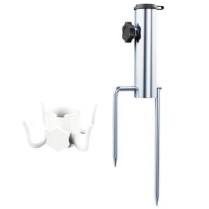 Portable Beach Umbrella Ground Stake With Adjustable Tube Diameter And Hook