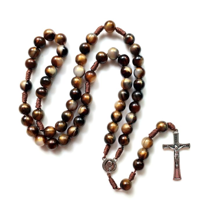 Vintage Rosary Catholic Prayer Beads Necklace Christ Jesus Cross ...