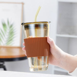 Gelas Kopi Aesthetic /Set Mug Kopi Kaca 450ML/15.5 OZ