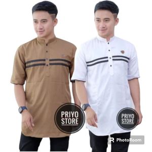 55 RIBU DAPAT 2 BAJU KOKO KURTA GARIS 2 LENGAN PENDEK FULL KATUN M L XL XXL XXXL