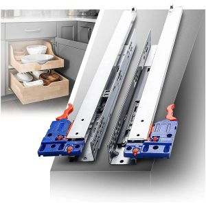 AOLISHENG Hidden Soft Close Bottom Mount Drawer Slides 10 12 14 16 18 20 22 24 Inch Undermount Locking Devices Runners 80 lb Load Capacity 1PAIR(2 Pcs)