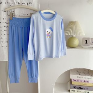 [High Waist Belly Protection] Modal Loungewear 2025 New Style Childrens Pajamas Middle Small Childrens Long-Sleeved Pants Set