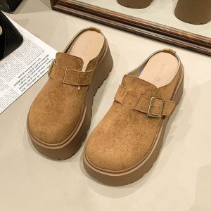 Free Shipping Thick-Soled Platform Sandals With A Closed-Toe Design Suitable For Wearing Outdoors 2026 New Spring/Autumn Collection Designed For Petite Women