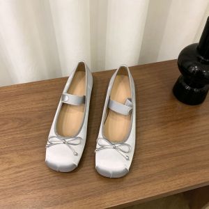 Free Shipping Dongdaemun Flat Pink Ballet Flats New Autumn Collection Retro Satin Flats